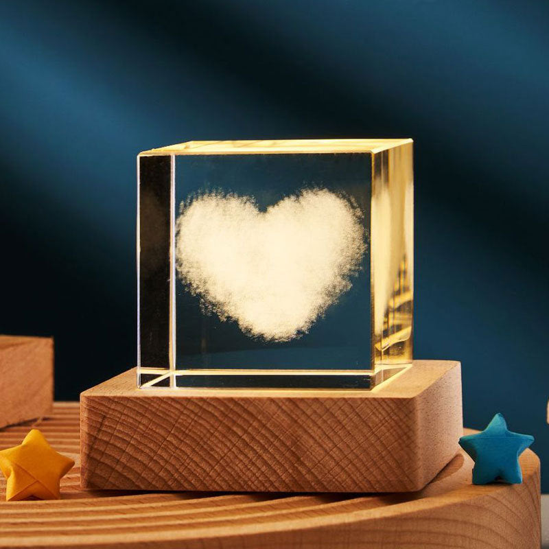3D Transparent Crystal Cube Desktop Decoration Small Night Lamp Bedroom Home Decor