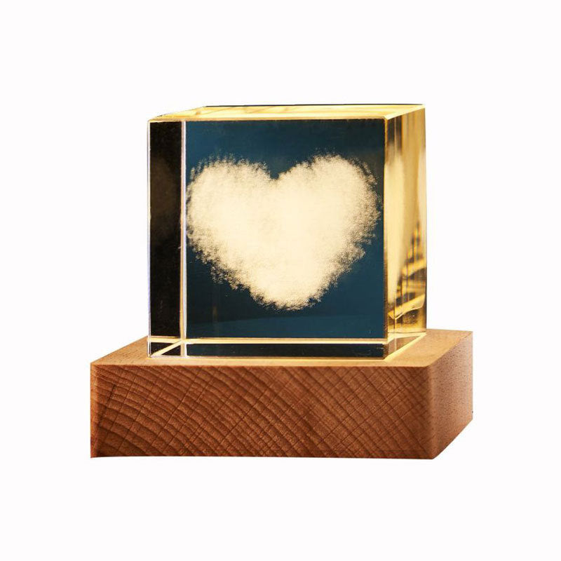 3D Transparent Crystal Cube Desktop Decoration Small Night Lamp Bedroom Home Decor