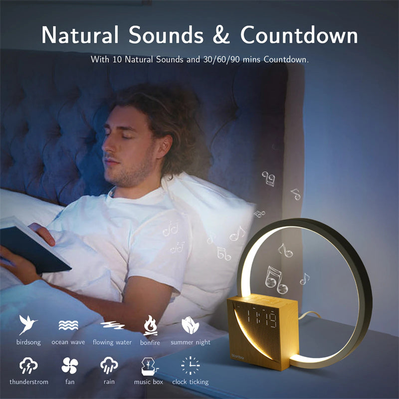 Bedside Lamp Touch Table Lamp With Natural Sounds, Desk Lamp With Alarm Clock