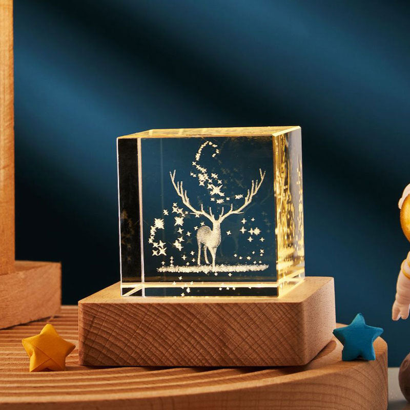 3D Transparent Crystal Cube Desktop Decoration Small Night Lamp Bedroom Home Decor