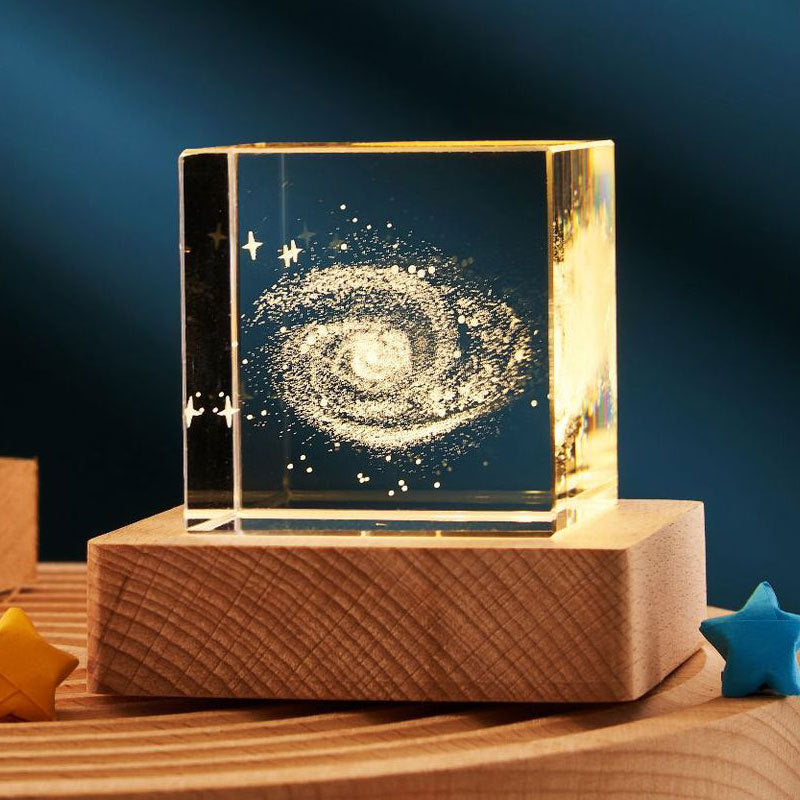 3D Transparent Crystal Cube Desktop Decoration Small Night Lamp Bedroom Home Decor