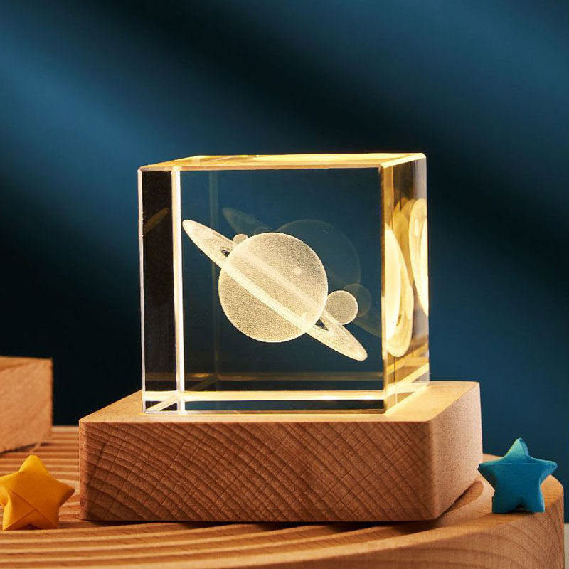 3D Transparent Crystal Cube Desktop Decoration Small Night Lamp Bedroom Home Decor
