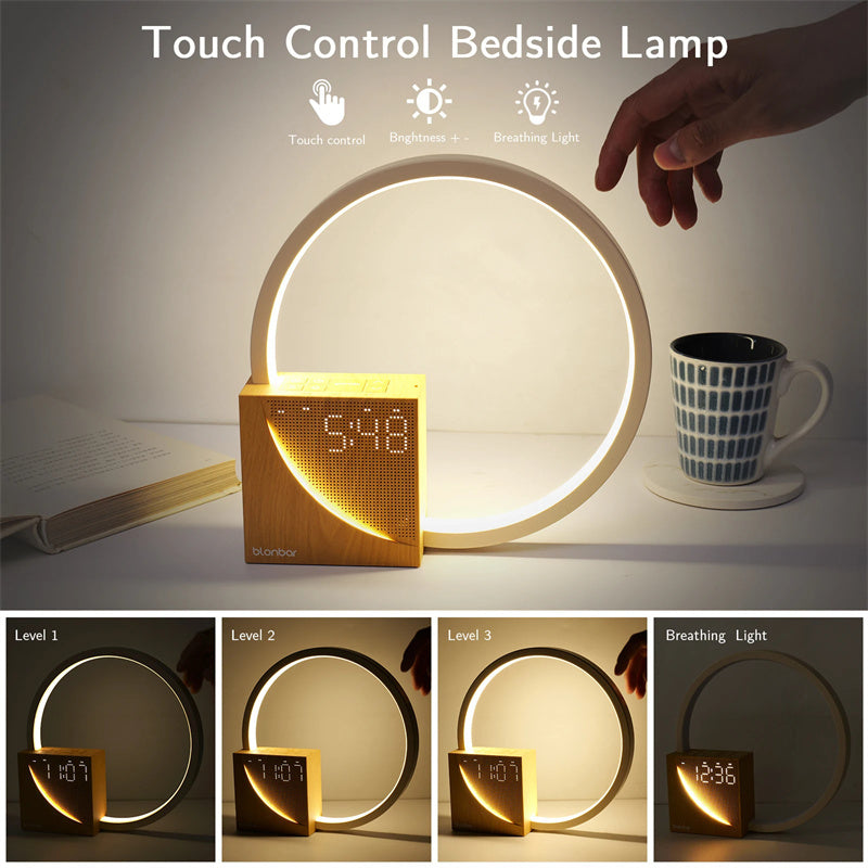 Bedside Lamp Touch Table Lamp With Natural Sounds, Desk Lamp With Alarm Clock