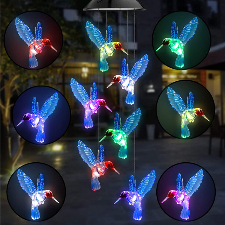 Solar Hummingbird Wind Chime-Solar Hanging Garden Light