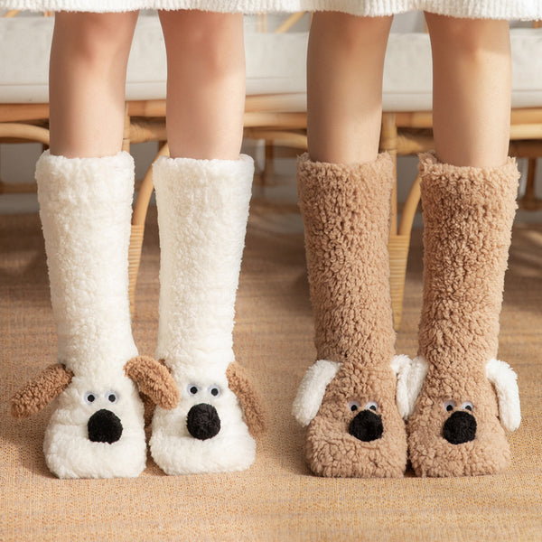 Cute Cartoon Dog Floor Socks Winter Warm Non-slip Socks