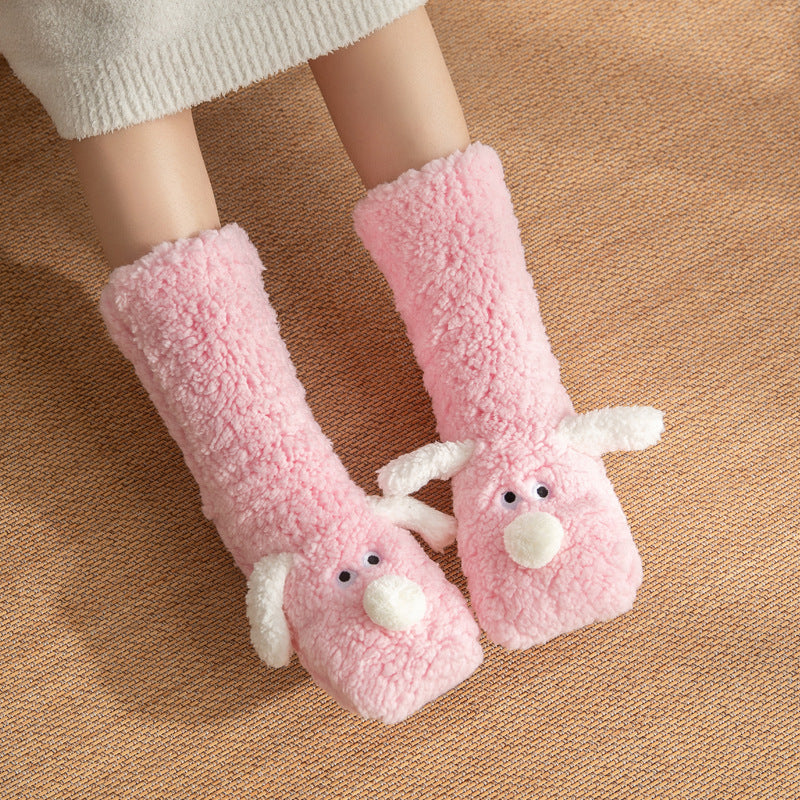 Cute Cartoon Dog Floor Socks Winter Warm Non-slip Socks