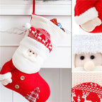 Red & White Knitted Santa Christmas Stocking – Gift Bag & Fireplace Decor