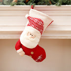 Red & White Knitted Santa Christmas Stocking – Gift Bag & Fireplace Decor