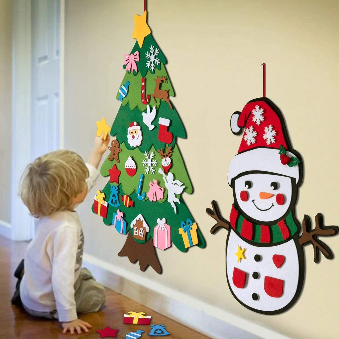 Felt Cloth Christmas Tree With Three-dimensional-Playful Kids Ornament Set