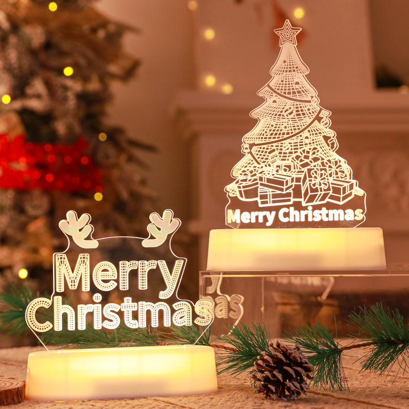 Christmas 3D LED Acrylic Night Light – Holiday Decoration & Kids Gift