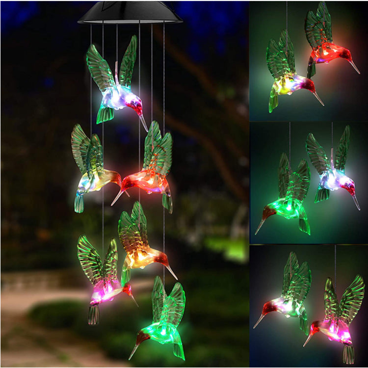 Solar Hummingbird Wind Chime-Solar Hanging Garden Light