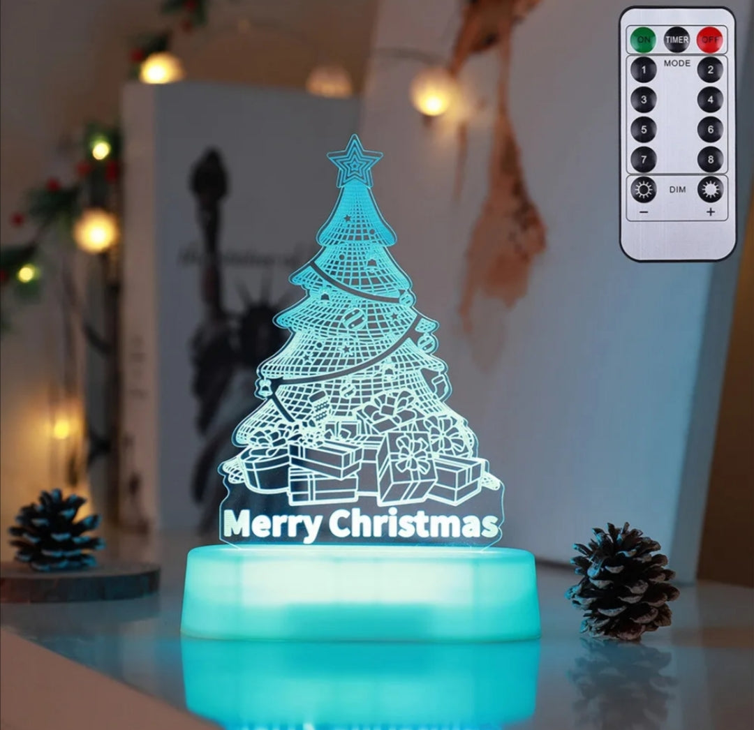 Christmas 3D LED Acrylic Night Light – Holiday Decoration & Kids Gift