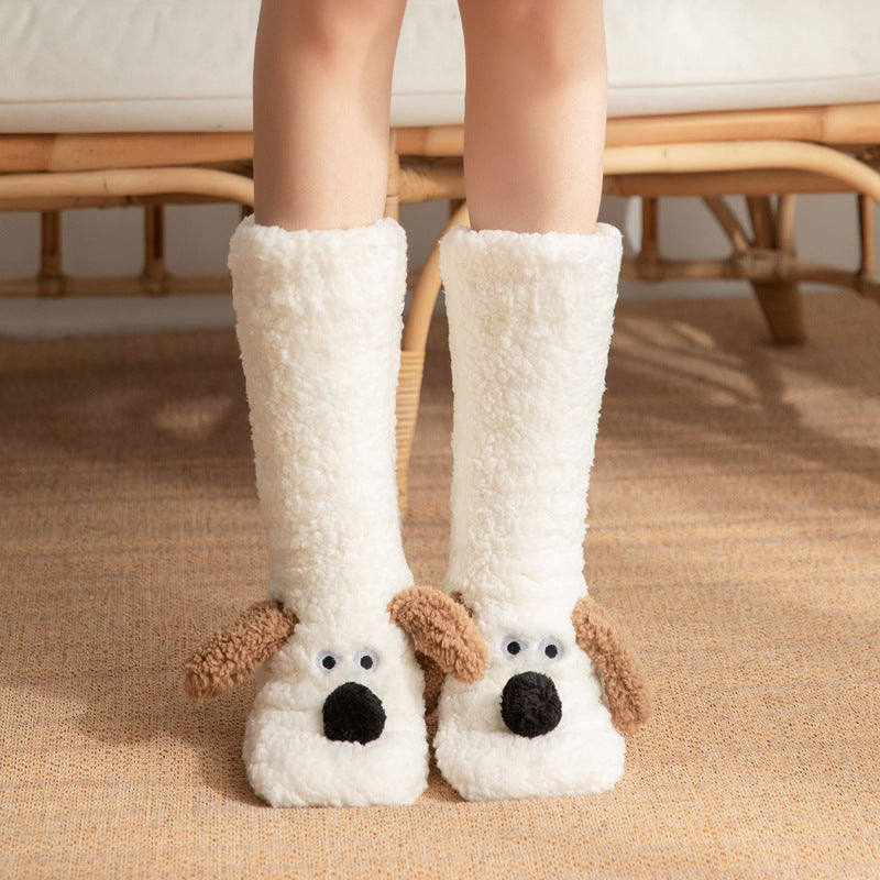 Cute Cartoon Dog Floor Socks Winter Warm Non-slip Socks